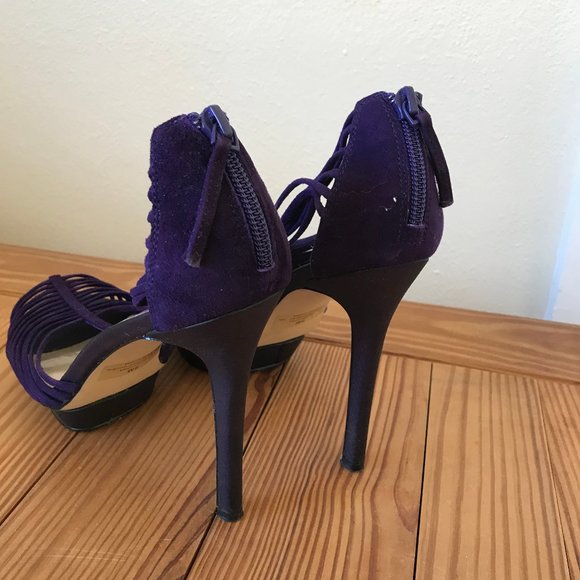 Platinum BP Bliss Lea Purple Suede Platform Heels - Picture 3 of 6